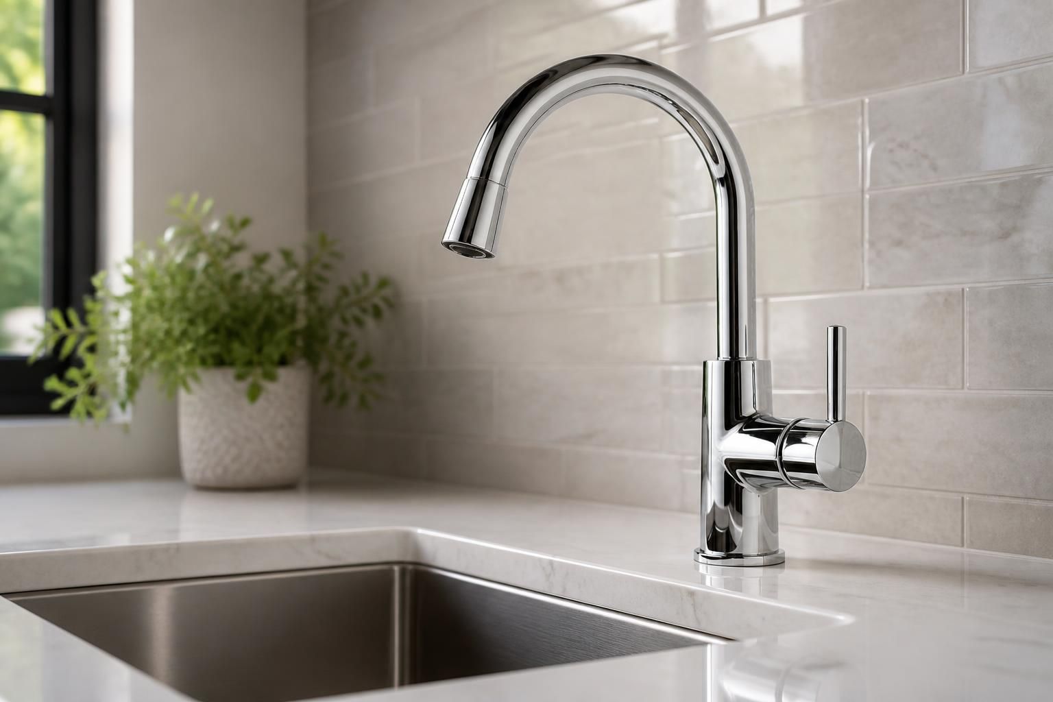 Newly installed fixture with crisp chrome and finished surfaces.