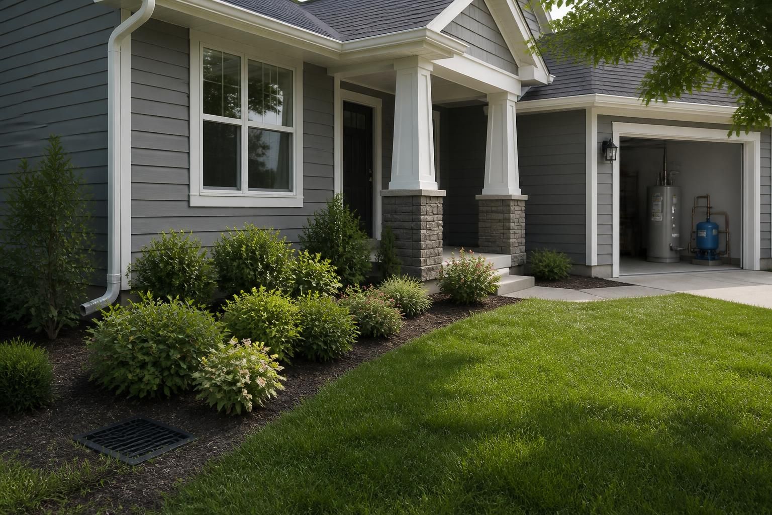 Clean suburban home exterior with a neatly maintained front yard.